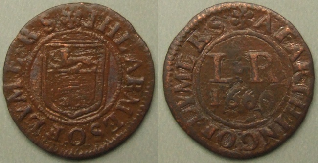 Lyme Regis, town issue 1669 farthing N--- Lyme Regis, town issue 1669 farthing N---
